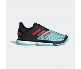 Giày Tennis Adidas SOLECOURT (Core Black / Pulse Aqua / Solar Red)